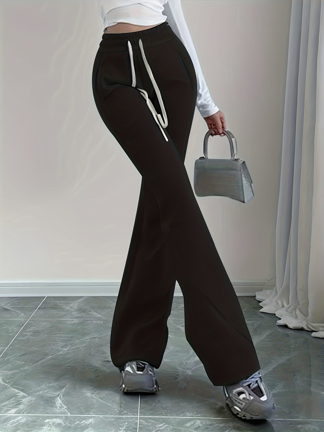 Damen Schlaghose Hoher Bund High Waist Hose - Image 4