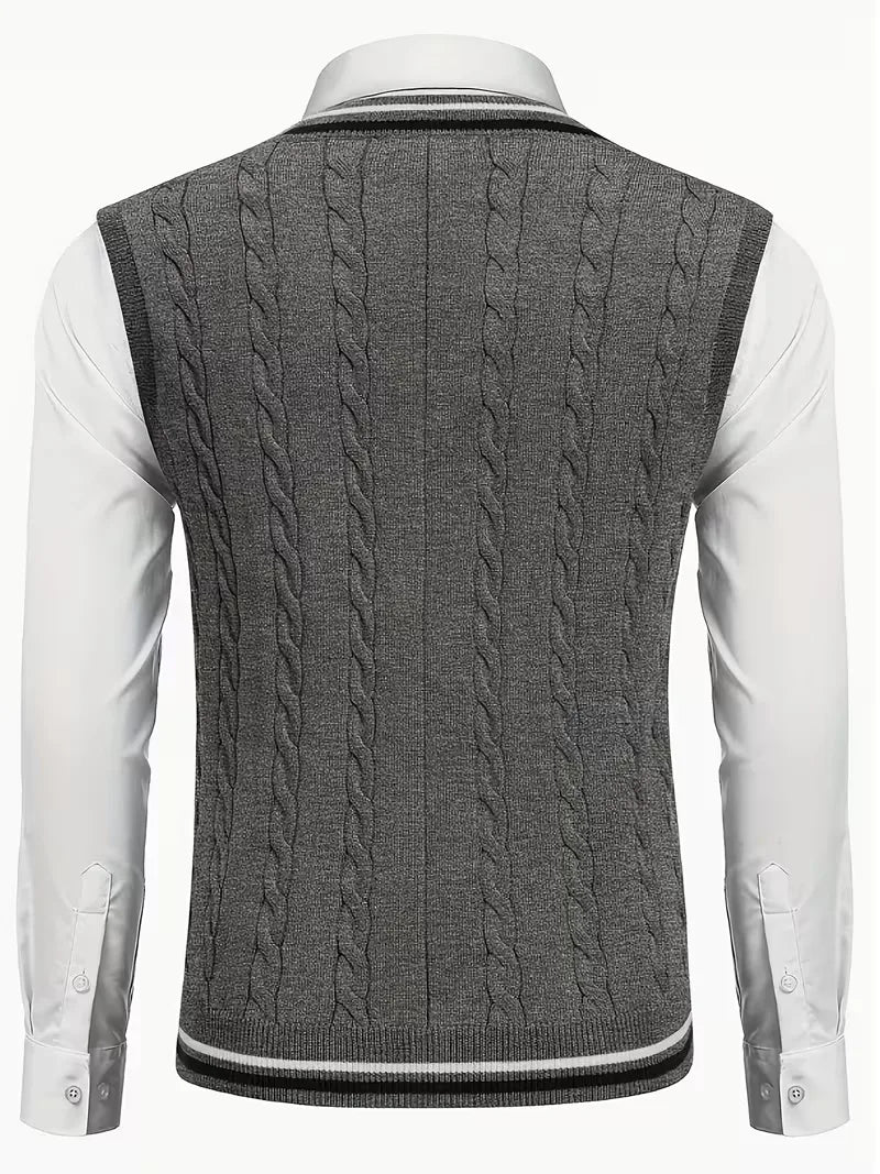 Herren Strick V-Ausschnitt Weste - Image 8