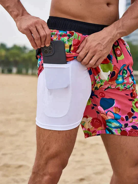 Men's Slim Fit Patterned Swim Shorts Inner Liner - Image 7
