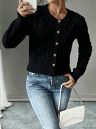 Damen Kabelstrick Strickjacke Knöpfe - Image 5