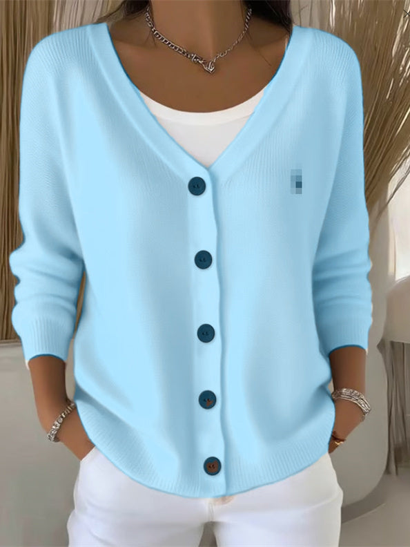 Damen Strick Cardigan V-Ausschnitt Knöpfe - Image 2
