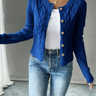 Damen Kabelstrick Strickjacke Knöpfe - Image 36
