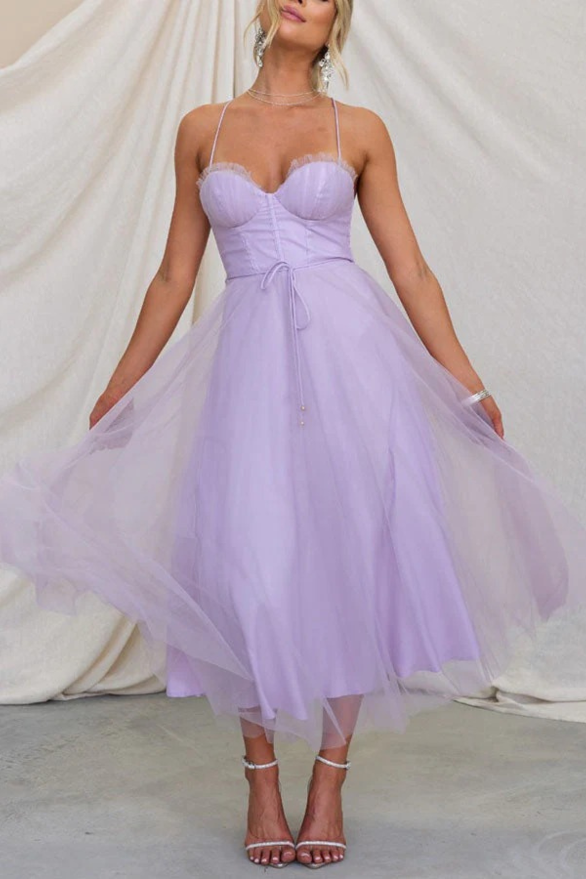Damen fließendes Midikleid Hochzeitsgast festlich - Image 4