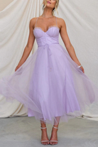 Damen fließendes Midikleid Hochzeitsgast festlich - Image 4