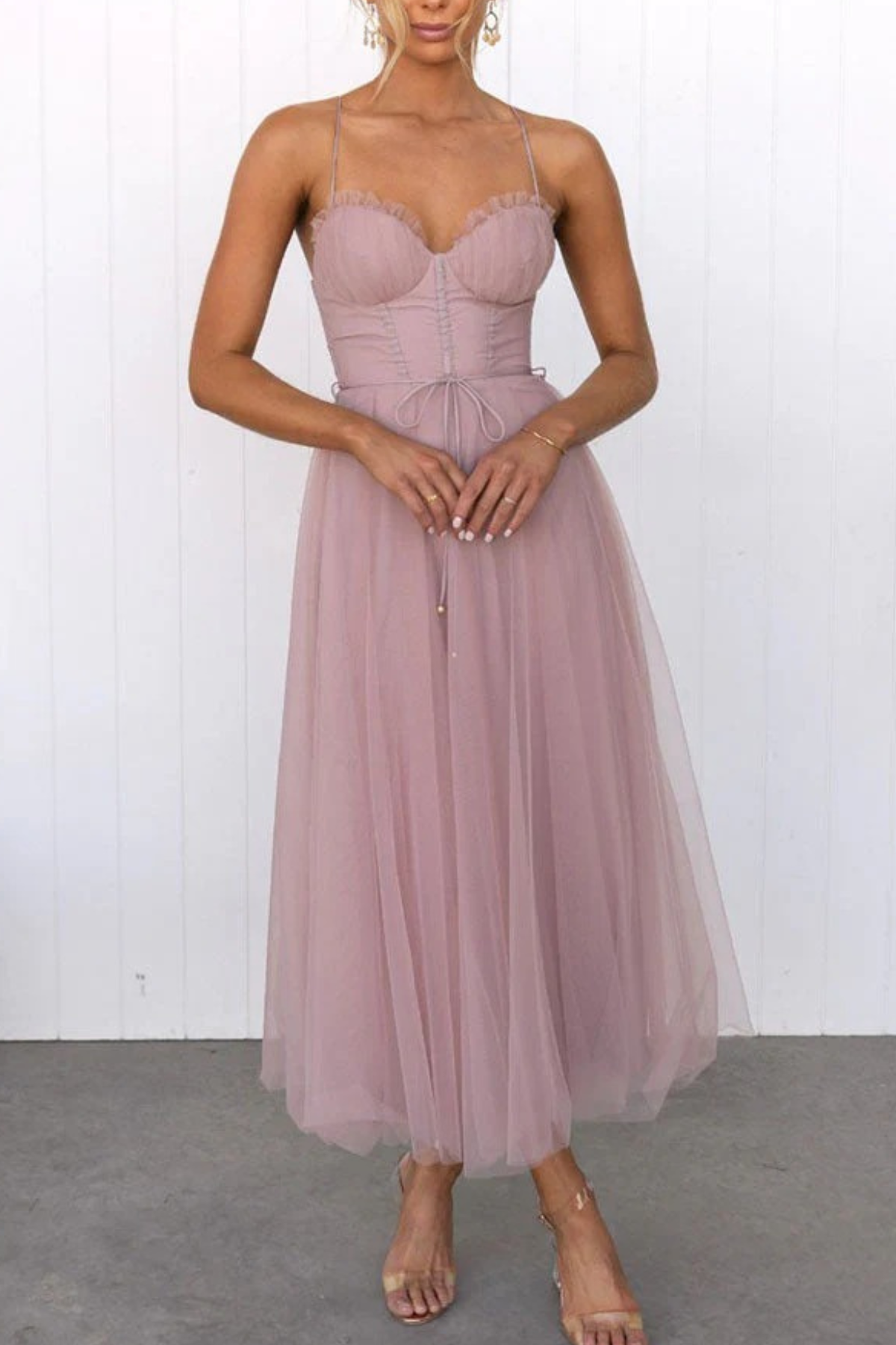 Damen fließendes Midikleid Hochzeitsgast festlich - Image 3