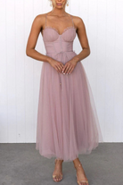 Damen fließendes Midikleid Hochzeitsgast festlich - Image 3