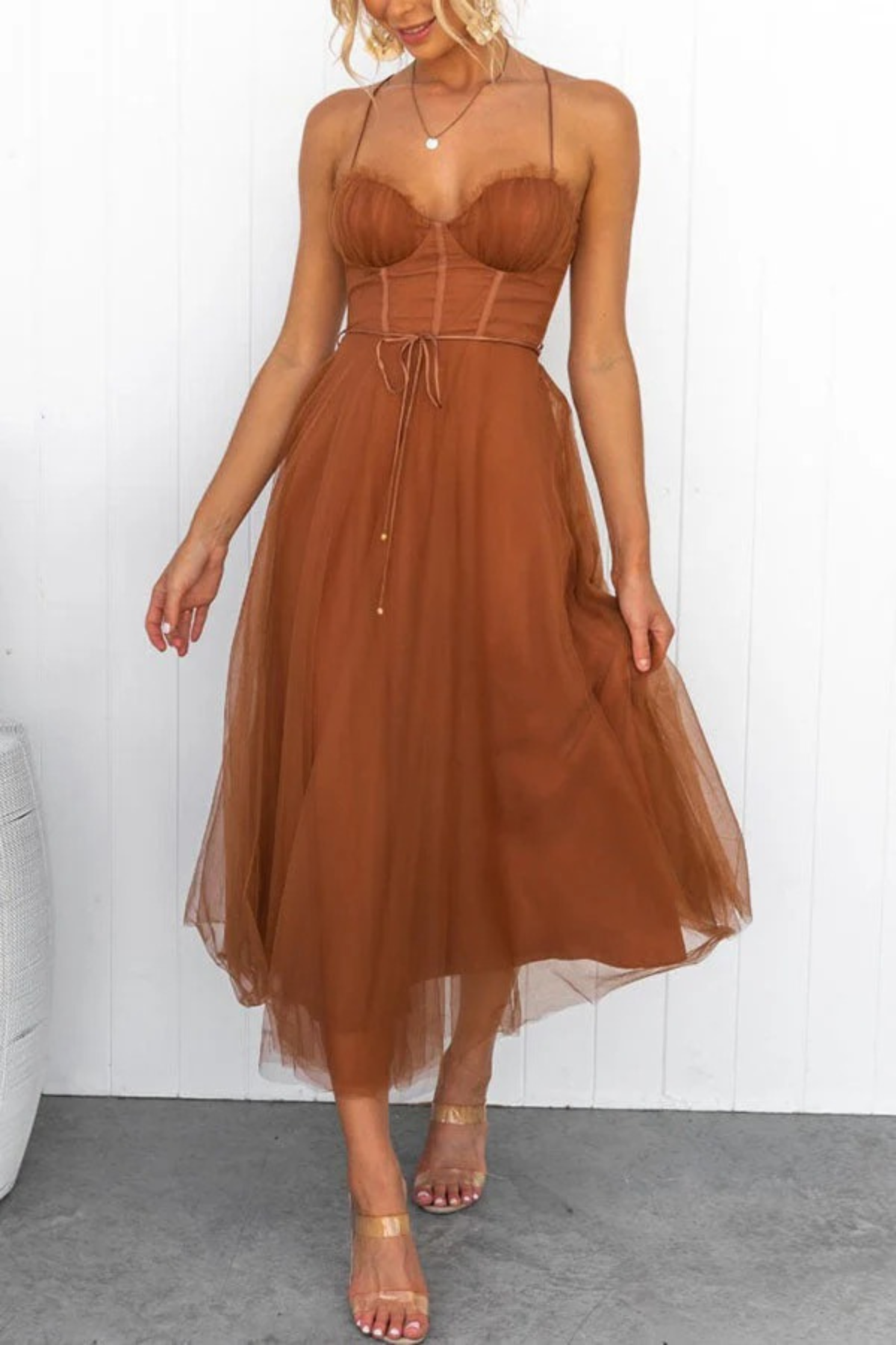 Damen fließendes Midikleid Hochzeitsgast festlich - Image 2