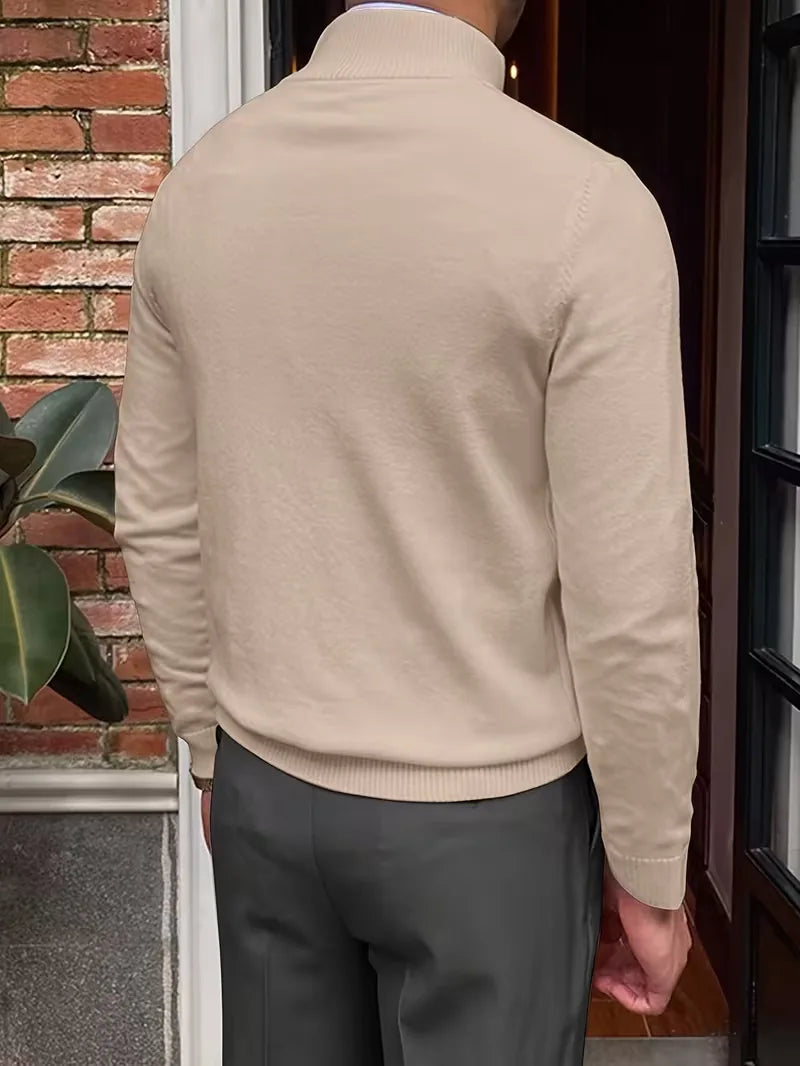 Herren Strickpullover Troyer Reißverschluss Stehkragen - Image 8