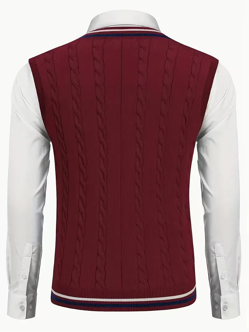Herren Strick V-Ausschnitt Weste - Image 23