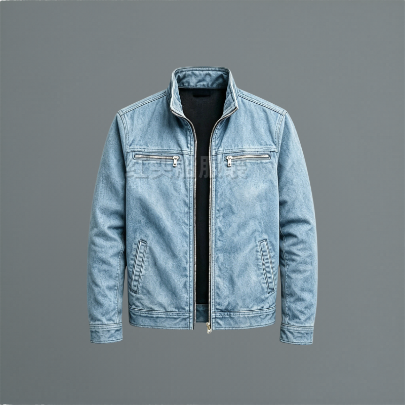 Damen Baumwolljacke Stehkragen Reißverschluss Used Look - Image 4