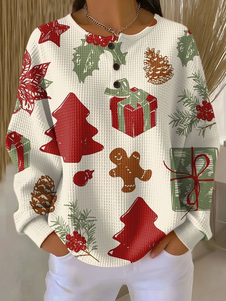 Damen Waffelstrickpullover Oversize Warm Kuschelig Dick - Image 23