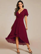 Damen Midikleid Wickeloptik V-Ausschnitt Hochzeitsgast Sommer - Image 4