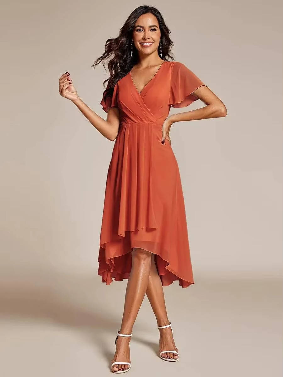 Damen Midikleid Wickeloptik V-Ausschnitt Hochzeitsgast Sommer - Image 5