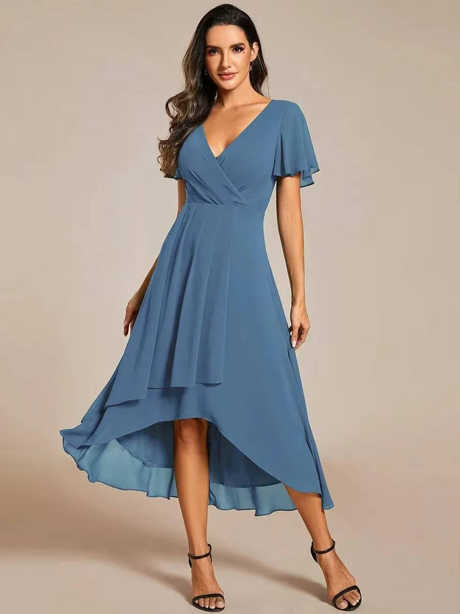 Damen Midikleid Wickeloptik V-Ausschnitt Hochzeitsgast Sommer - Image 6
