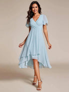 Damen Midikleid Wickeloptik V-Ausschnitt Hochzeitsgast Sommer - Image 7