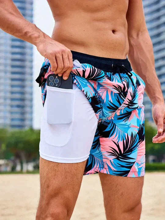 Men's Slim Fit Patterned Swim Shorts Inner Liner - Image 6