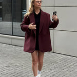 Rovella – Γυναικείο oversized σακάκι μπορντό κλασικό