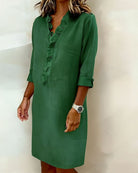 Damen Baumwoll-Leinen Kleid V-Ausschnitt Volants - Image 18