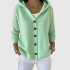 Damen Hoodie Cardigan Lange Strickjacke mit Kapuze