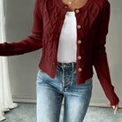 Damen Kabelstrick Strickjacke Knöpfe - Image 6