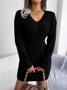 Damen Cable-Knit Strickkleid Tailliert - Image 7
