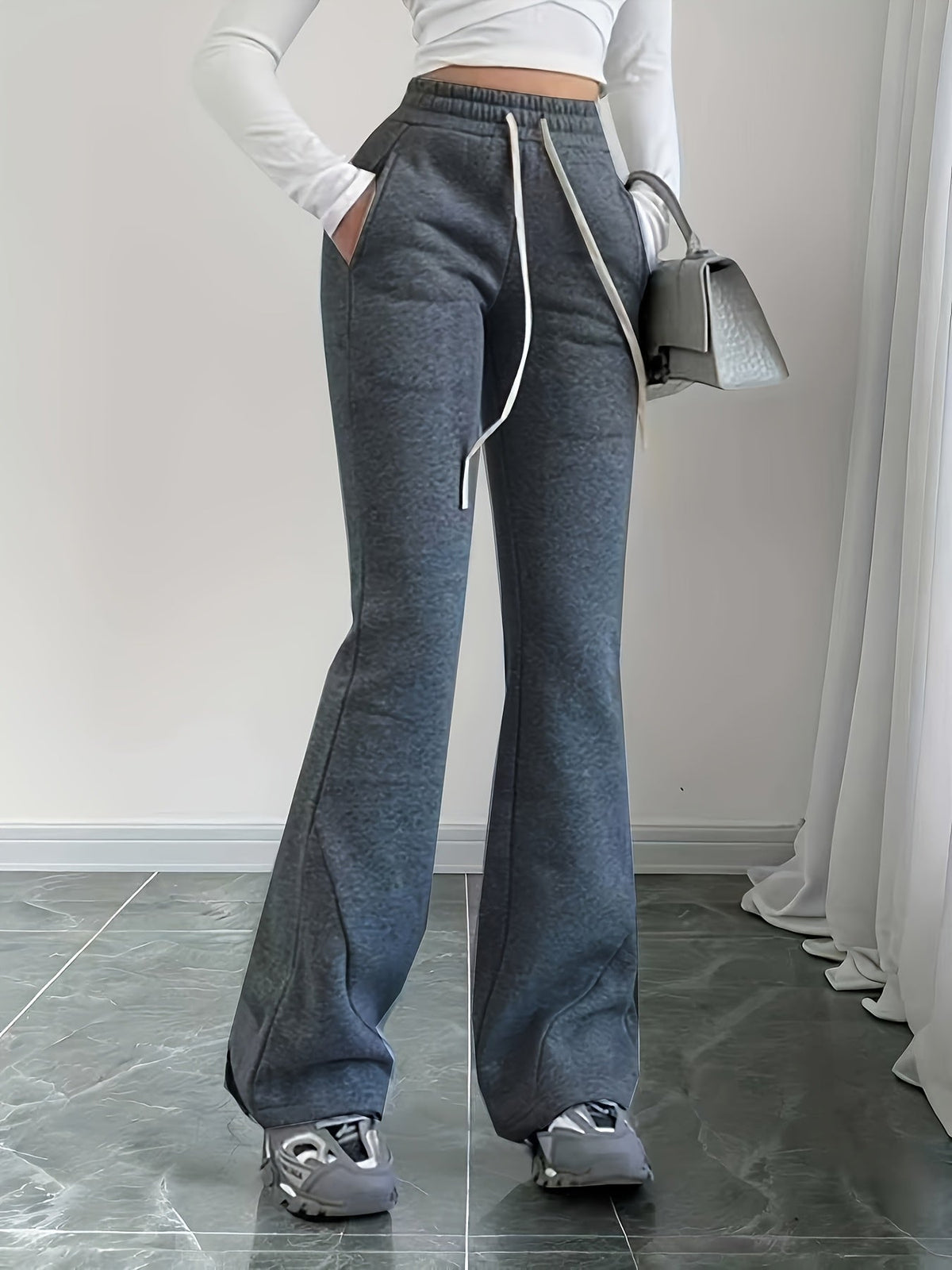 Damen Schlaghose Hoher Bund High Waist Hose - Image 11