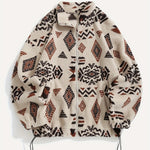 Women's jacket with geometric pattern and zipper