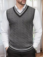 Herren Strick V-Ausschnitt Weste - Image 6