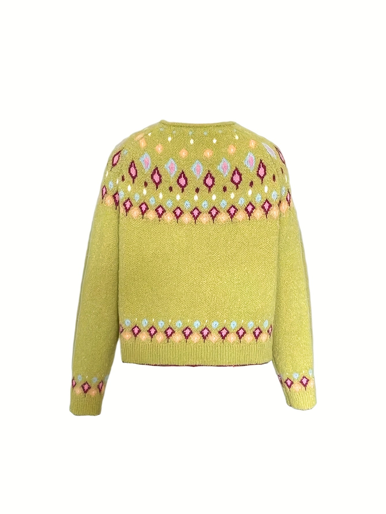 Damen Boho Strickjacke Bestickter Cardigan V-Ausschnitt - Image 4