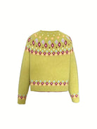 Damen Boho Strickjacke Bestickter Cardigan V-Ausschnitt - Image 4