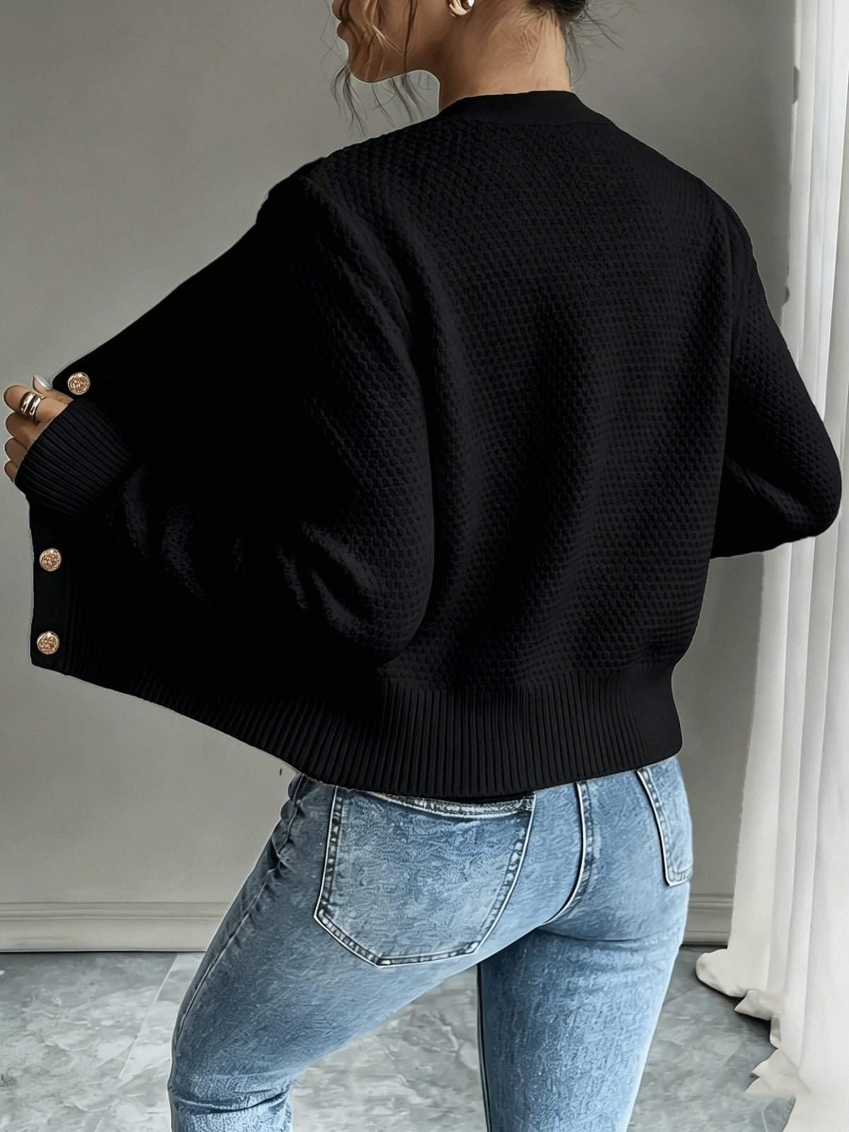 Damen Kabelstrick Strickjacke Knöpfe - Image 2
