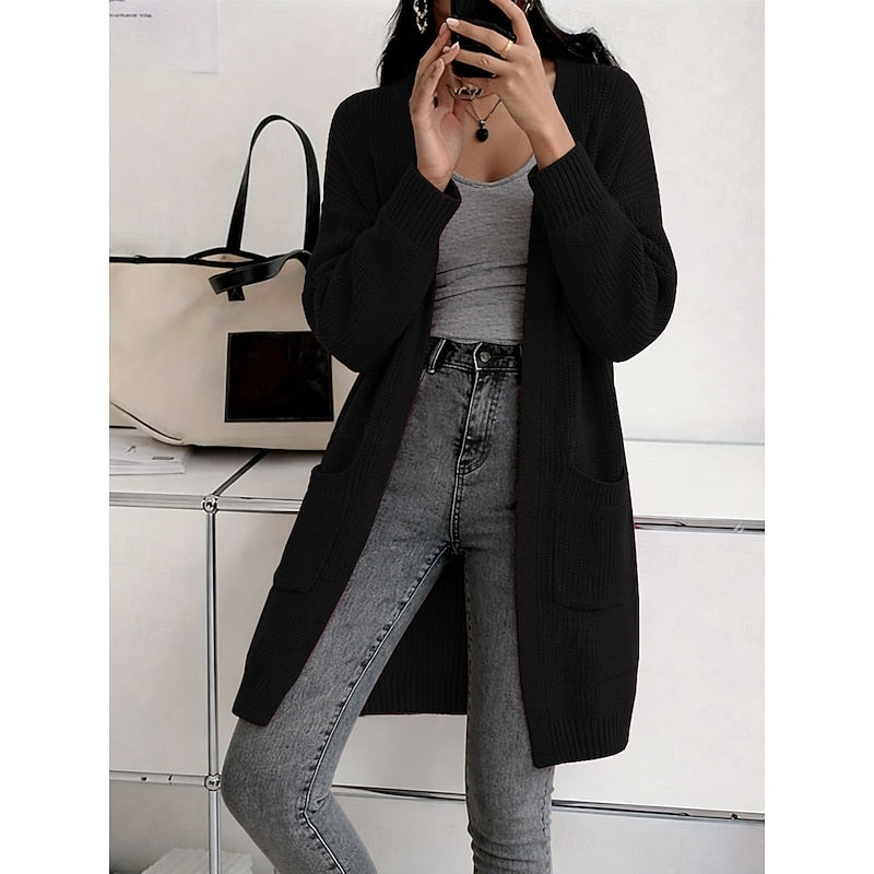 Damen Grobstrick Longstrickjacke