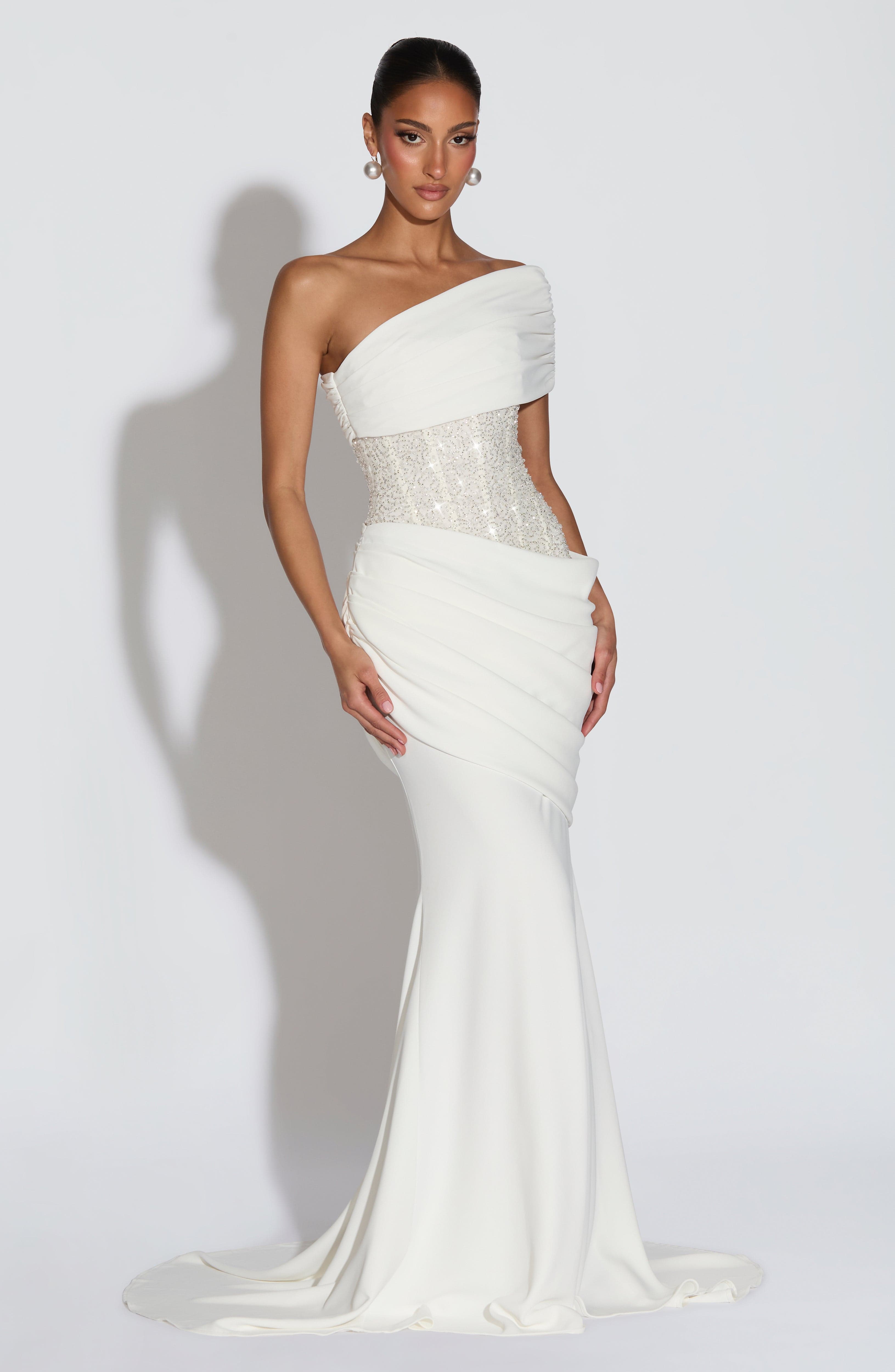Damen Maxi Kleid Pailletten Corsage - Image 3