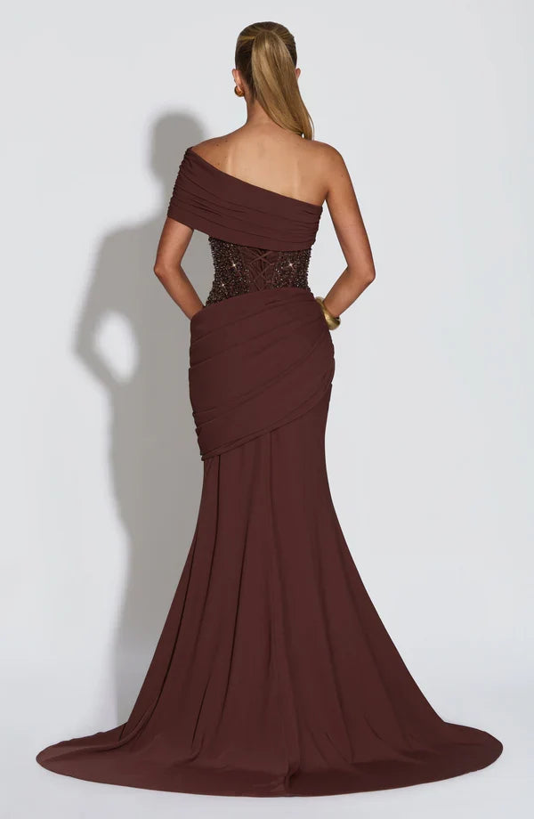 Damen Maxi Kleid Pailletten Corsage - Image 8