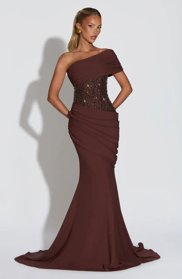 Damen Maxi Kleid Pailletten Corsage - Image 5