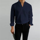 Herren Stehkragenhemd Langarm Casual - Image 4