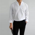 Herren Stehkragenhemd Langarm Casual