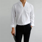 Men's Stand Collar Shirt Long Sleeve Casual