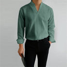 Herren Stehkragenhemd Langarm Casual - Image 8