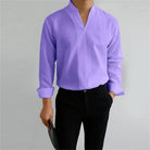 Herren Stehkragenhemd Langarm Casual - Image 9
