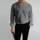 Herren Stehkragenhemd Langarm Casual - Image 6