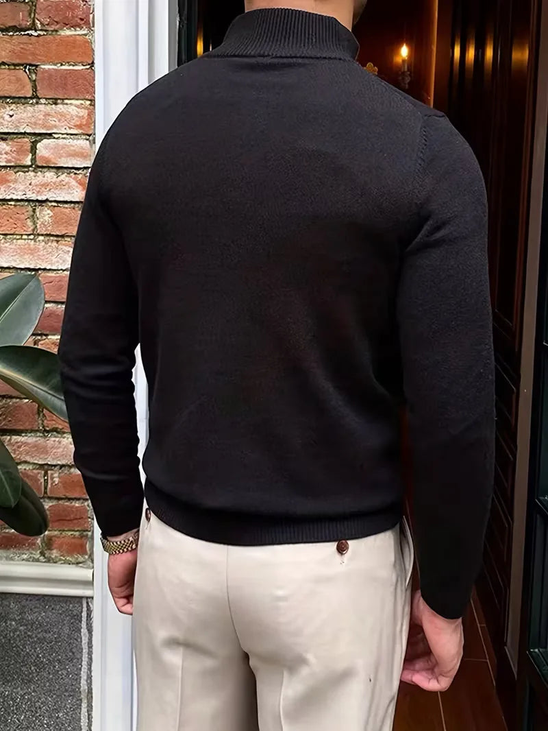 Herren Strickpullover Troyer Reißverschluss Stehkragen - Image 13