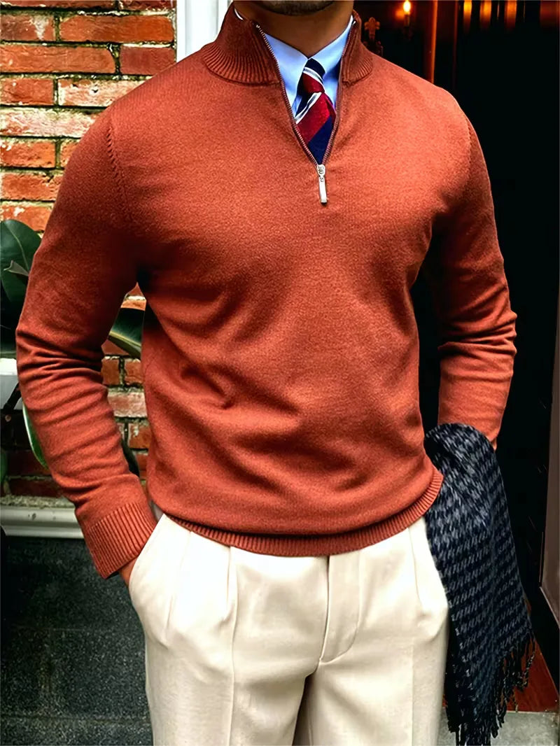 Herren Strickpullover Troyer Reißverschluss Stehkragen - Image 15