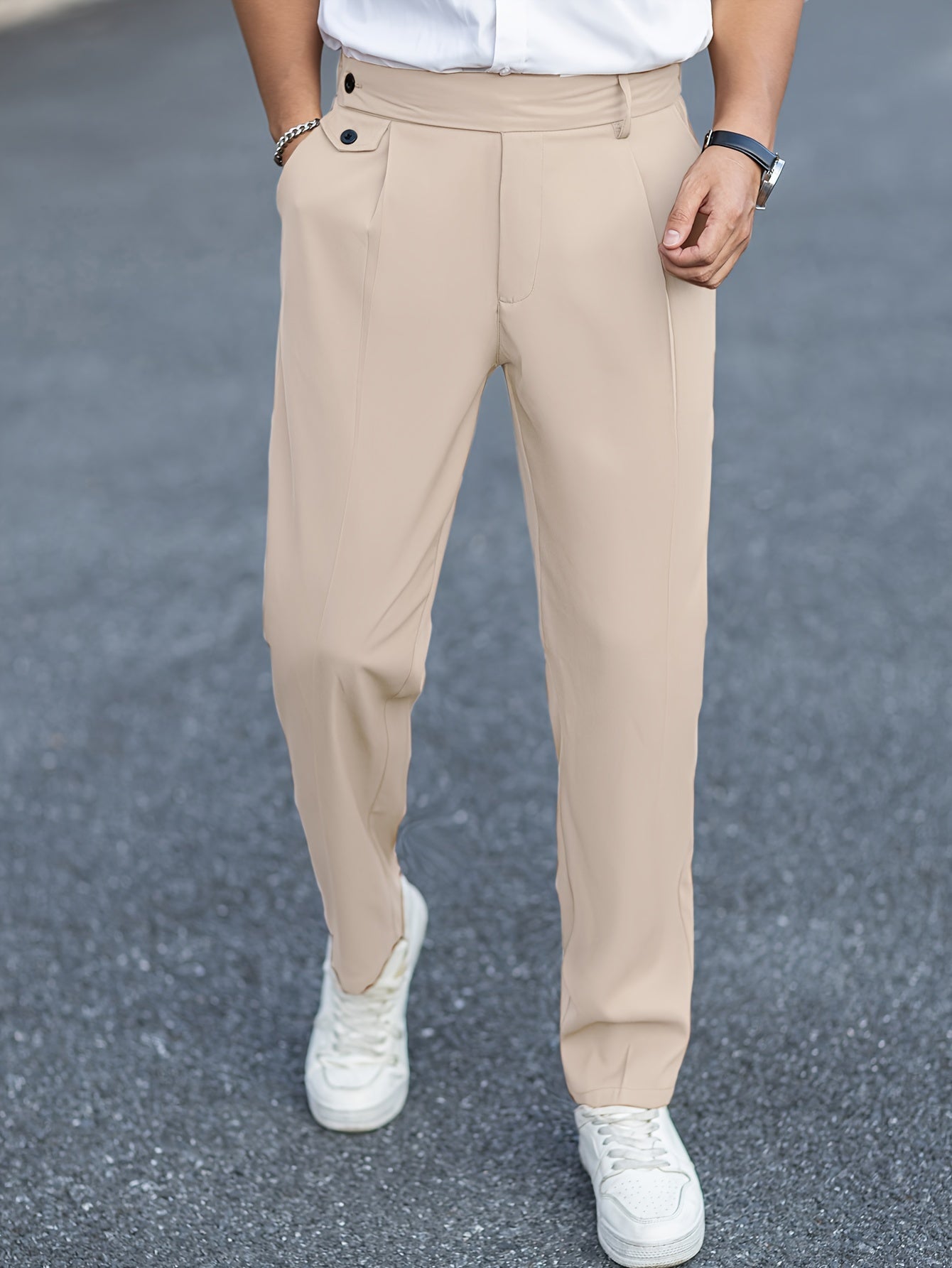 Damen Weite Elegante Stoffhose Entspannt Tailliert - Image 2