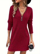 Damen Rippstrickkleid mit Reißverschluss - Image 3