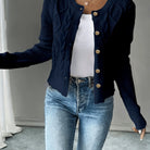 Damen Kabelstrick Strickjacke Knöpfe - Image 24