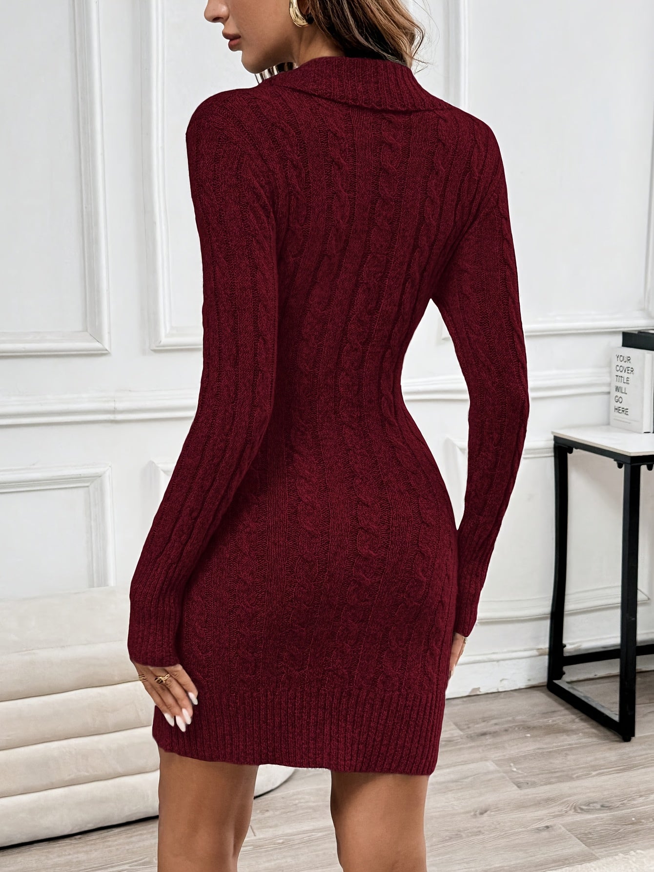 Damen Strickkleid V-Ausschnitt Halloween elegant - Image 2