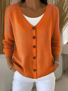 Damen Strick Cardigan V-Ausschnitt Knöpfe