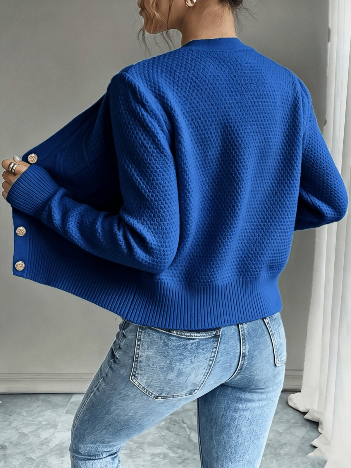 Damen Kabelstrick Strickjacke Knöpfe - Image 38