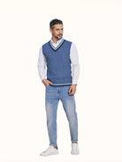 Herren Strick V-Ausschnitt Weste - Image 2